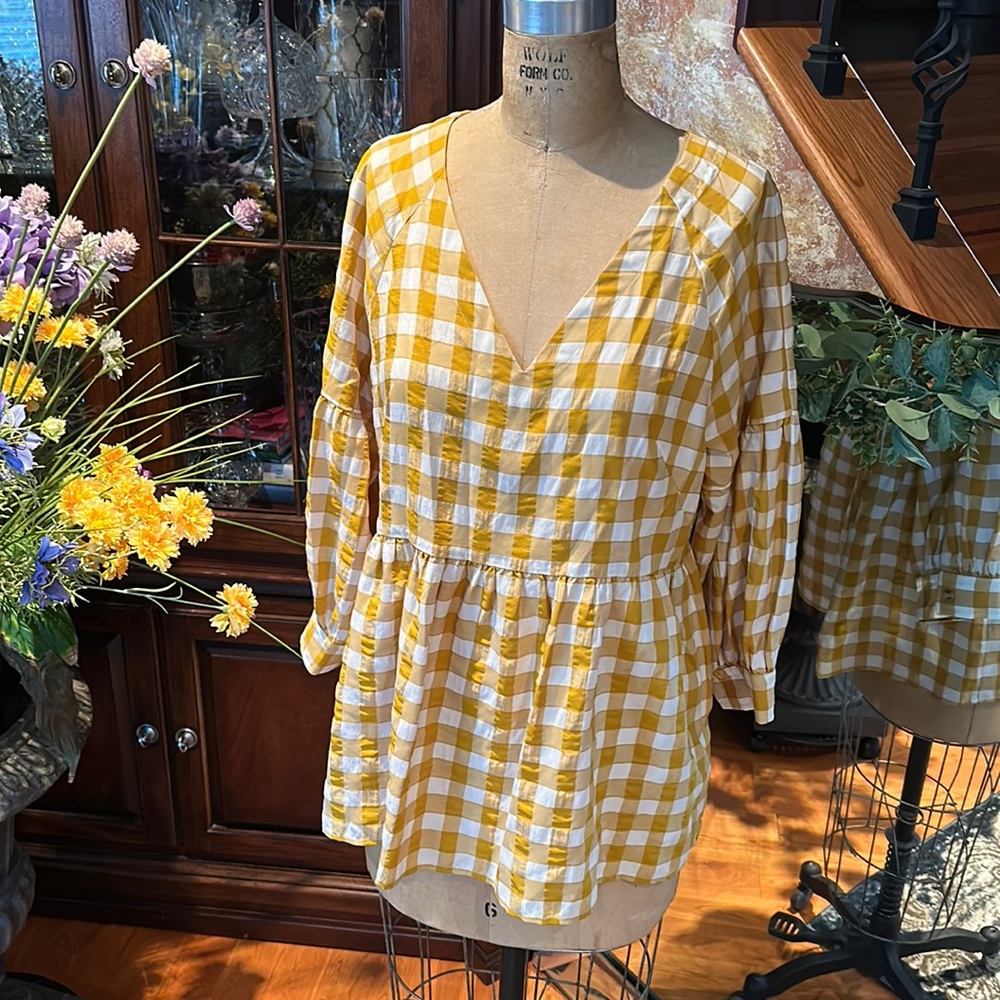 Anthropologie Gingham Top